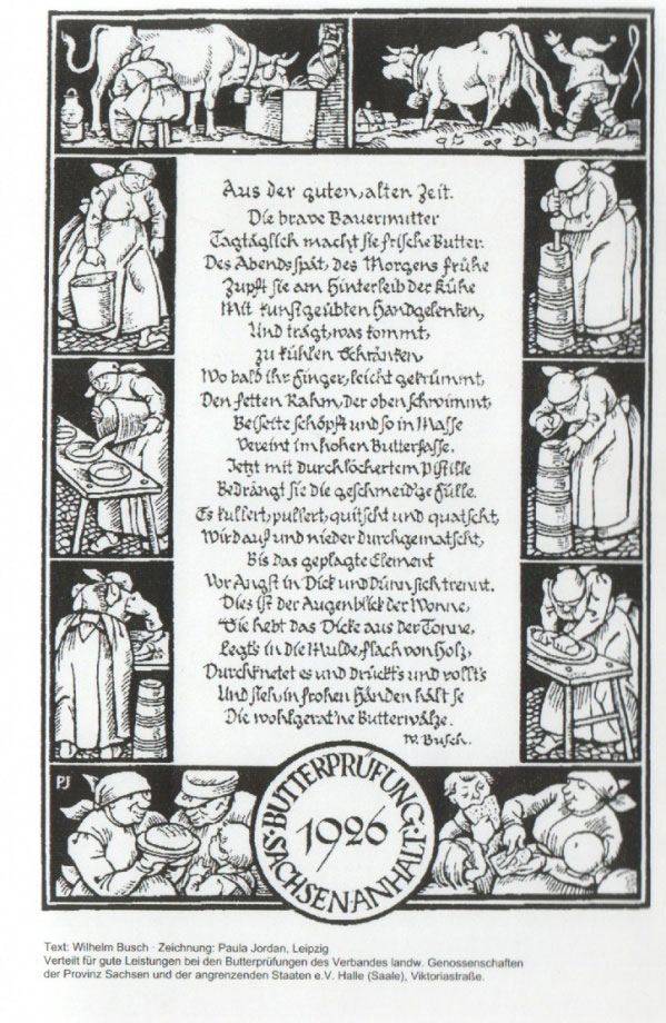 Butterprüfung in Sachsen-Anhalt; Text: Wilheim Busch; Zeichnung: Paula Jordan; Leipzig
