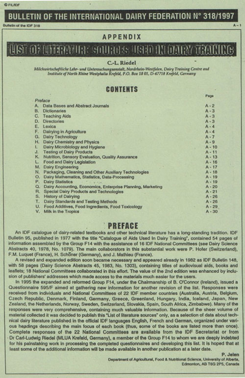MLUA, Bulletin of the International Dairy Federation N 318/19997